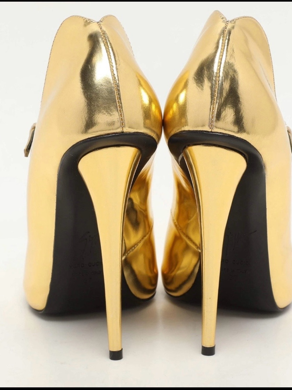 Giuseppe Zanotti Gold Metallic Peep-Toe Mary Jane Stilettos - Picture 5 of 12